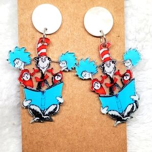 7/$10 Cat In The Hat Earrings, New